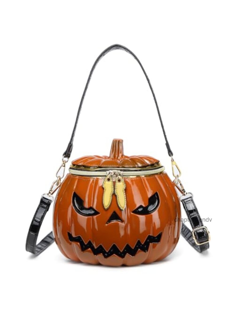 Pumpkin Shaped Crossbody Bag PVC Novelty Halloween Purse Removable Strap